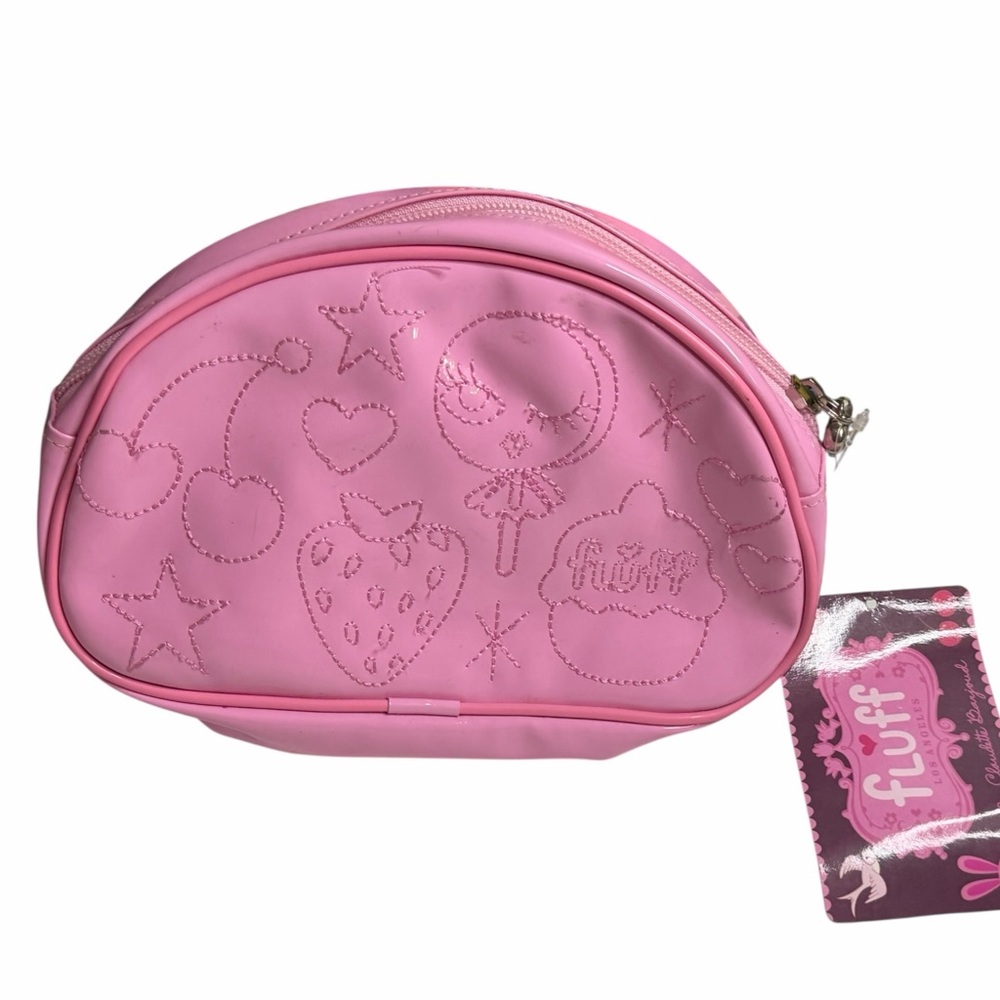 Fluff Pink Embroidered Cosmetic Bag New - Picture 5 of 12